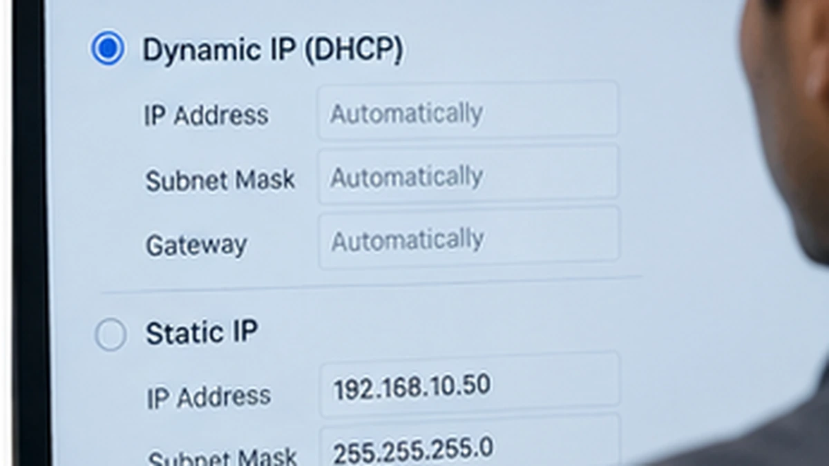 Realistic networking scene illustrating DNS and IP addresses